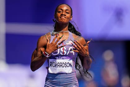 La estadounidense Sha'carri Richardson tras ganar su eliminatoria de los 100 metros libres